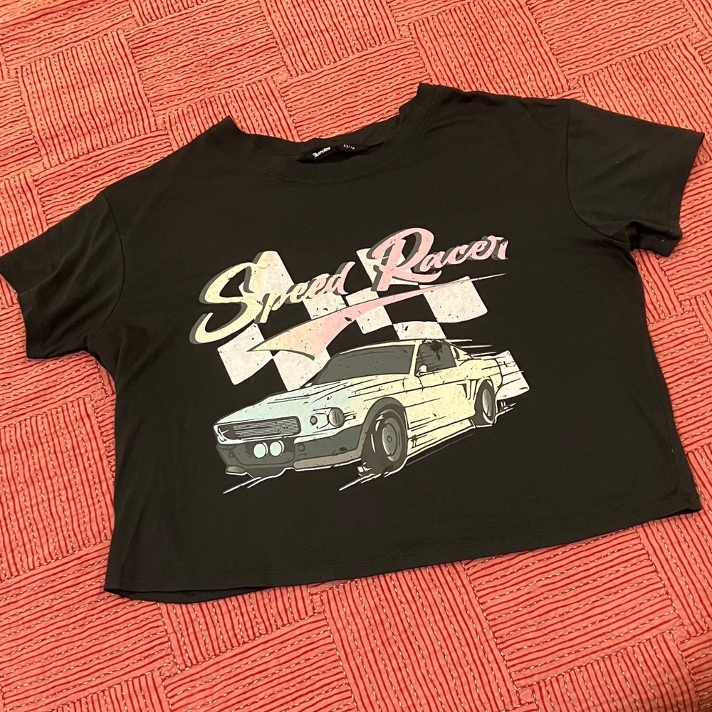 Bluenotes roadster Black Graphic short sleeve cropped t-shirt